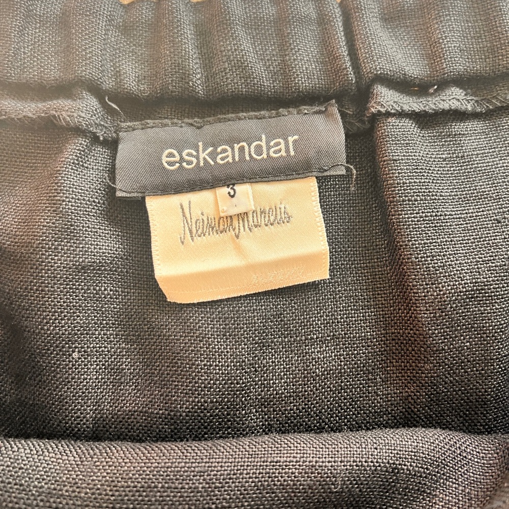 Eskandar Black Linen Wrap Skirt - Neiman Marcus size 3